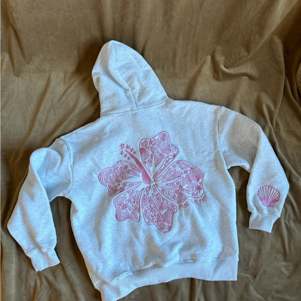 "Hawaii Hibiscus" Hoodie in Heather Cloud